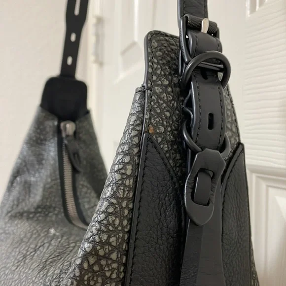 Rag & Bone Iron Grey Leather Bradbury Zip Hobo